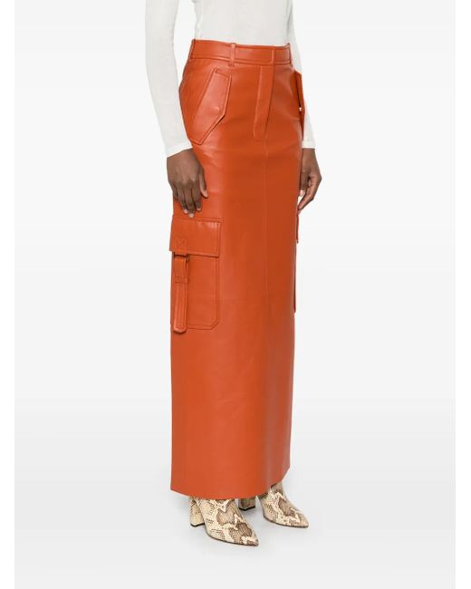 Zimmermann Orange Jupe Longue Illustration En Cuir