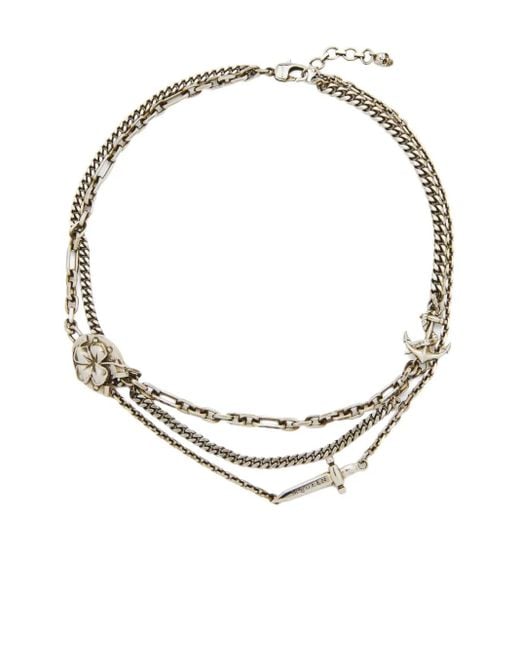メンズ Alexander McQueen Accumulation チェーン ネックレス Metallic