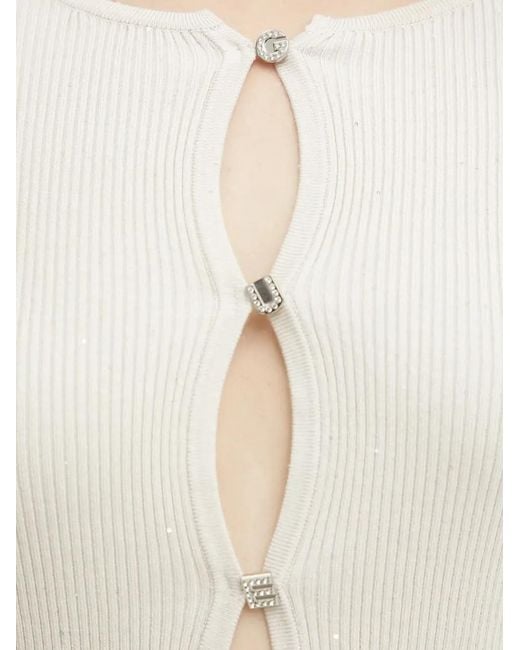 Guess White Ribbed Button-Front Cardigan