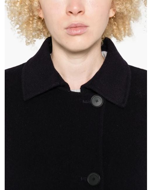 Liviana Conti Blue Flap-Pocket Buttoned Coat