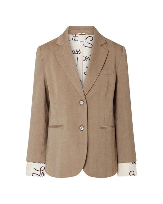 Liu Jo Natural Herringbone Fabric Blazer