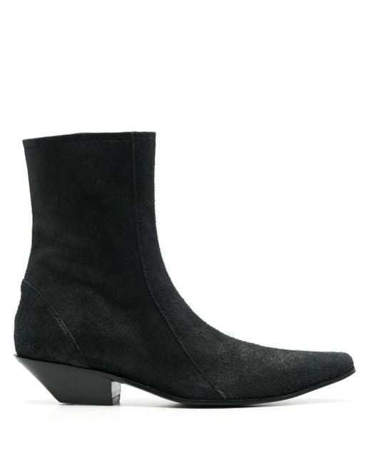 Acne Studios Leather Pointedtoe Cubanheel Boots in Black Lyst