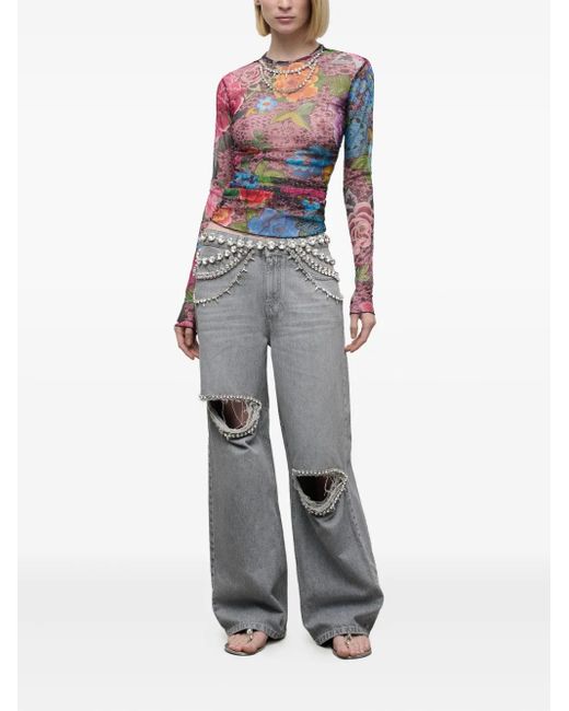 Area Gray Crystal-Embellished Jeans