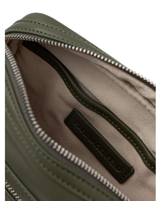 Karl Lagerfeld Green Logo-Patch Shoulder Bag for men
