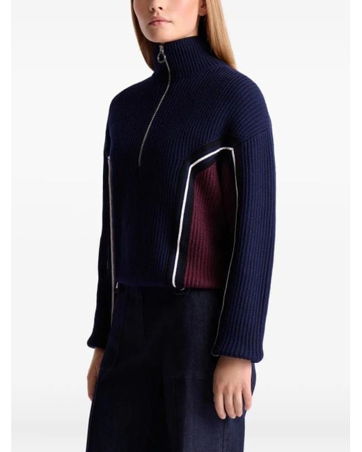 Pull En Maille Nervurée À Col Zippé Fusalp en coloris Blue