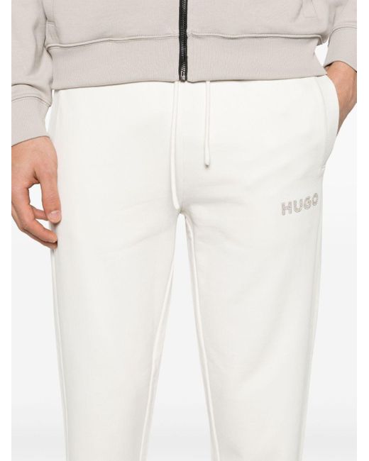 HUGO White Logo-embroidered Track Pants for men