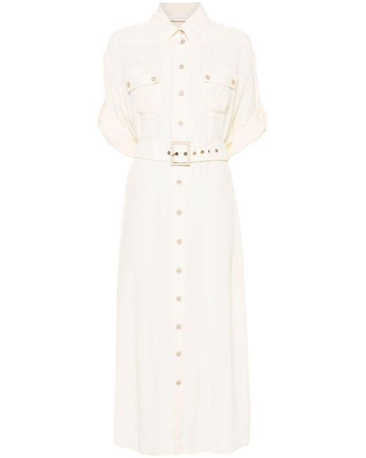 Belted crepe shirt dress di Zimmermann in White