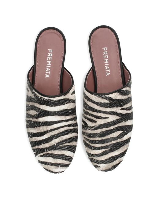 Premiata Black Zebra-Pattern Mules
