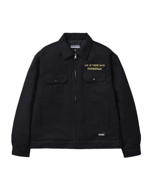 Neighborhood Black Logo-Detail Zip-Up Jacket for men