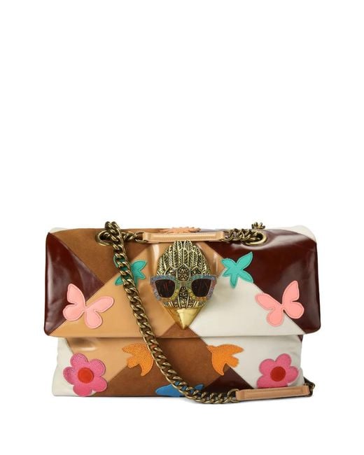 Kurt Geiger Brown Kensignton Flowers-Patch Shoulder Bag