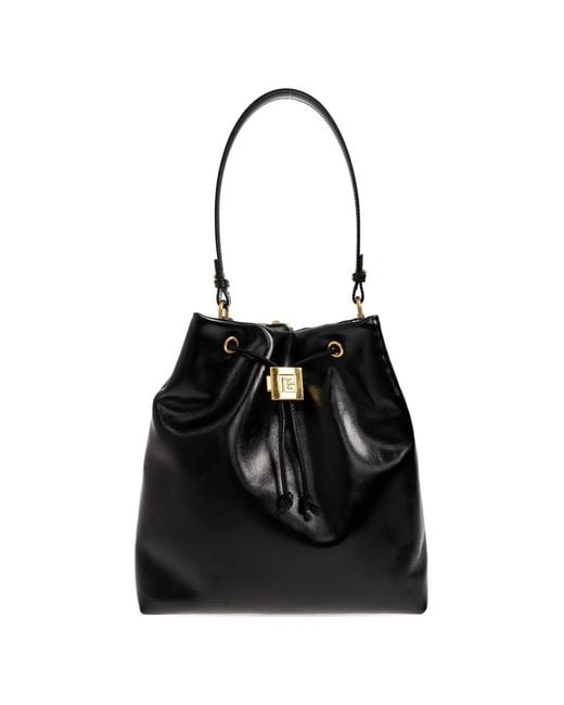 Balmain Black Chain-Trimmed Leather Backpack
