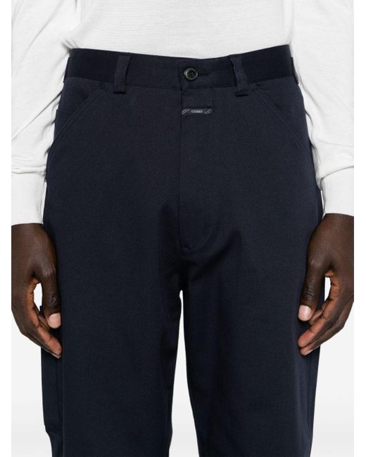 Closed Blue Tapered-leg Twill Trousers for men