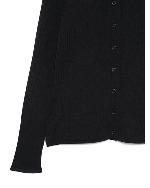 Seventy Black Ribbed Buttoned Cardigan