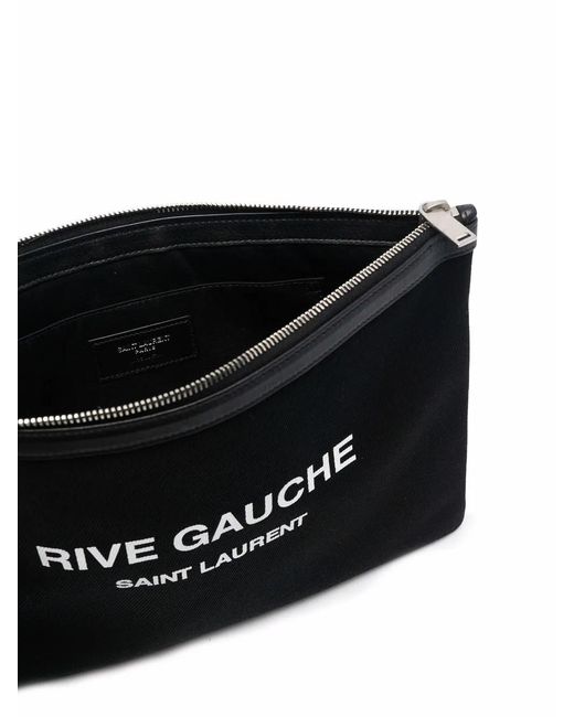Saint Laurent Black Rive Gauche Logo-print Clutch for men