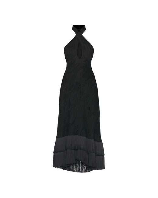 Alexis Black Ambrosio Halterneck Tiered Midi Dress