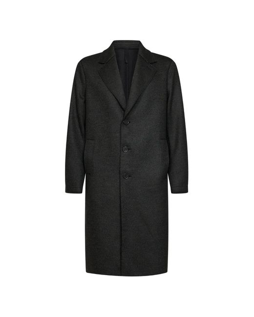 Harris Wharf London Black Herringbone Single-Breasted Coat for men