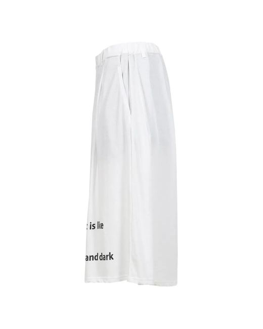 Yohji Yamamoto White Message-Print Pleated Shorts for men