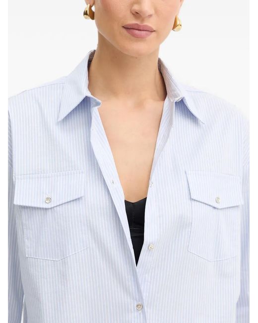 Fracomina White Striped Flap-Pocket Shirt
