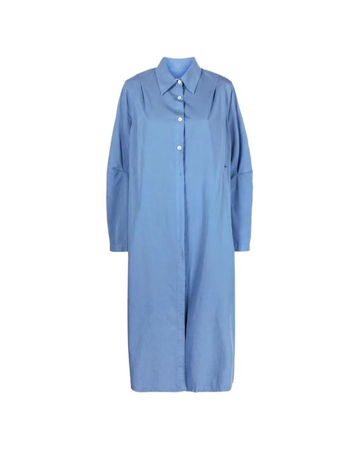 Our Legacy Blue Machine Cotton Midi Shirt Dress
