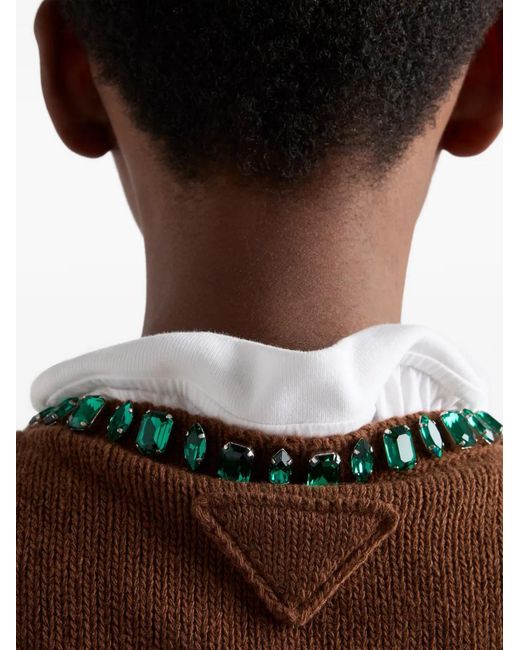 Prada Brown Wool And Cashmere Crew-Neck Sweater