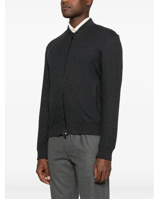 Canali Black Zip Cotton Jacket for men