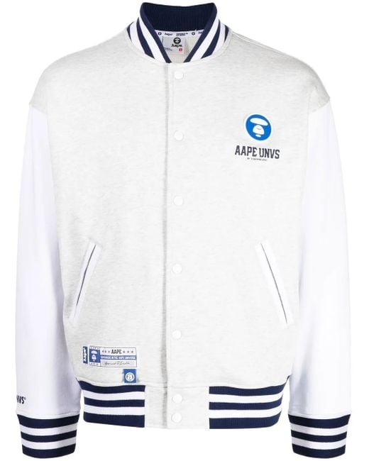 Aape By A Bathing Ape White Logo-Print Bomber Jacket for men
