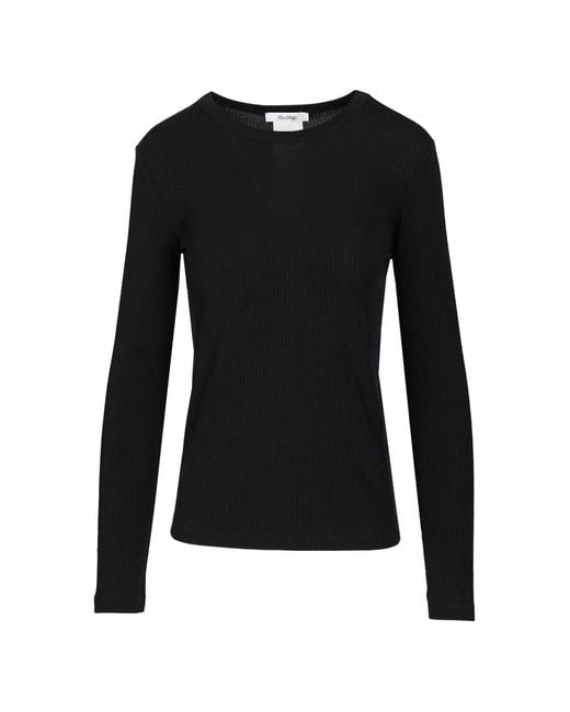 Max Mara Black Ribbed-Knit Long-Sleeve T-Shirt