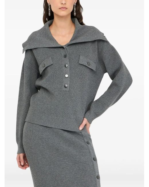 Liu Jo Gray Gerippter Pullover mit Stehkragen