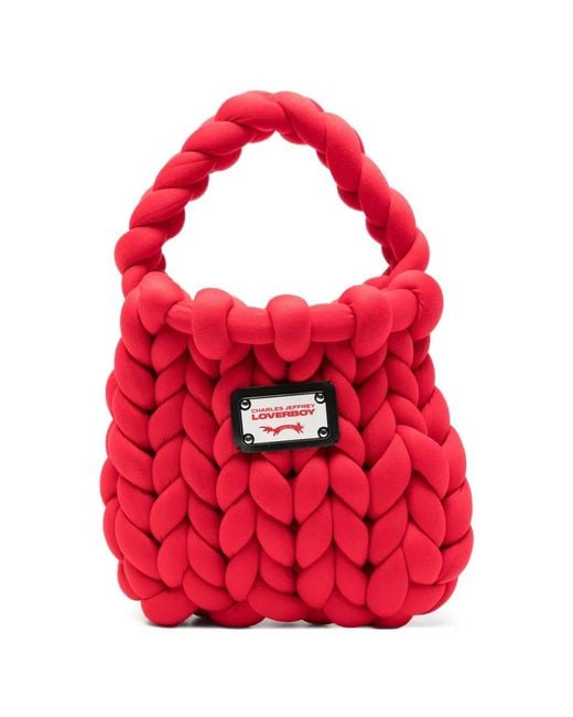 Charles Jeffrey Red Mini Marshmallow Tote Bag