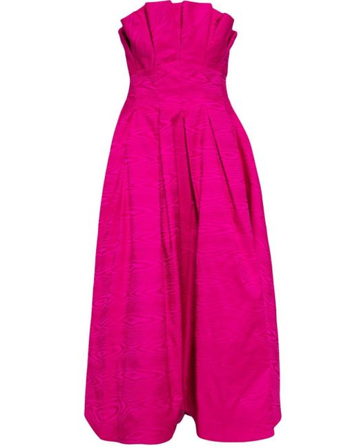 Amsale Pink Moiré-effect Midi Dress