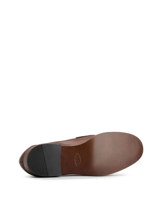 Tod's Brown Logo-Plaque Leather Loafers