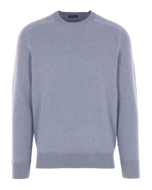Zegna Trui Met Geribbelde Afwerking in het Blue voor heren