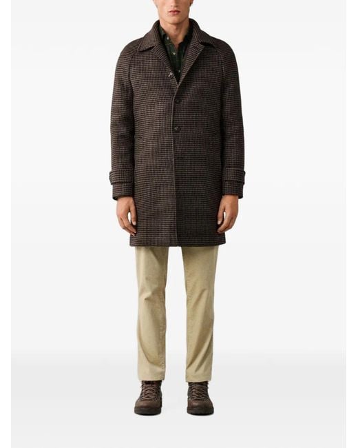 Hackett Brown Houndstooth-Pattern Coat for men