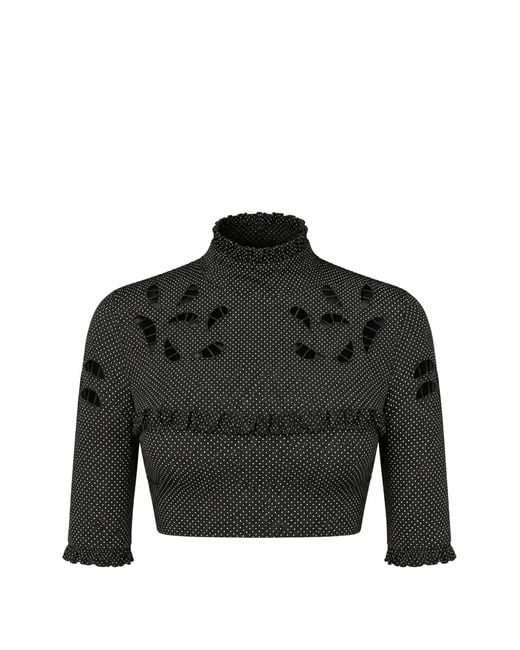 DSquared² Black Polka-Dot Cut-Out Top