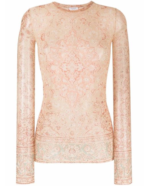 Acne Studios Cotton Estrelle Carpet print Mesh Top Lyst UK