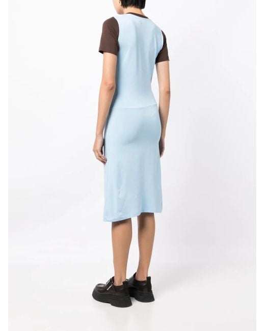 Charles Jeffrey Blue Graphic-Print Cotton Dress