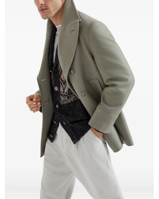 Brunello Cucinelli メンズ グレー ダブルコート 【公式通販】