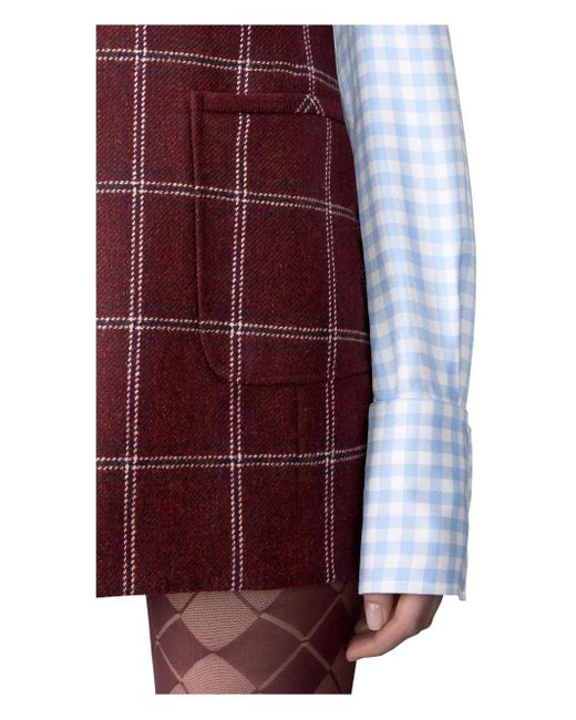 Thom Browne Purple Windowpane Hunting Tweed Mini Pencil Dress