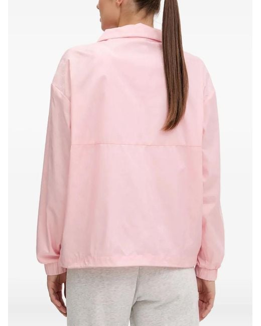 Guess Pink Logo-Print Zip-Up Jacket