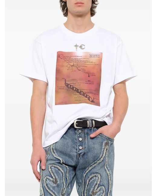 THUG CLUB White Fashion Hell Graphic-Print T-Shirt for men