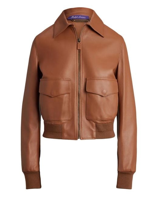 Ralph Lauren Brown Sullivan Leather Bomber Backet