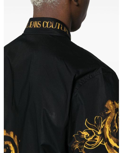 Versace Katoenen Overhemd Met Print in het Black voor heren