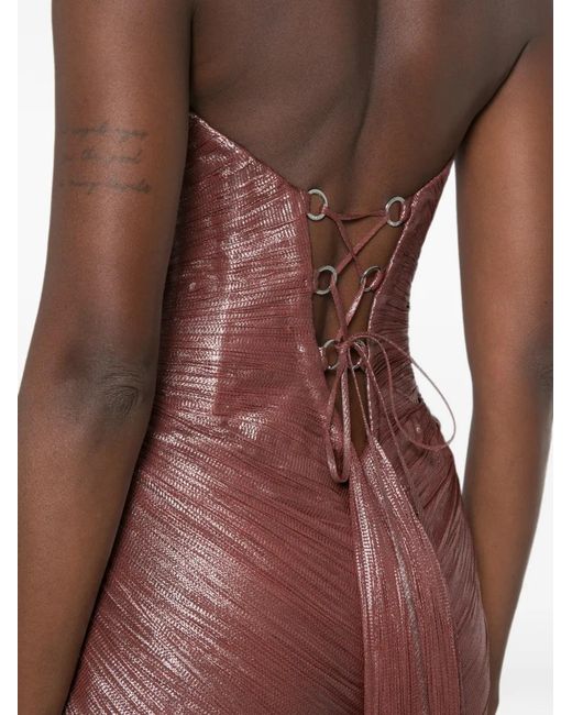 Maria Lucia Hohan Red Alessandra Pleated Strapless Maxi Dress