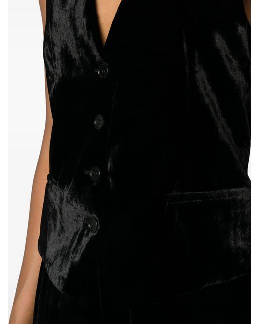 P.A.R.O.S.H. Black V-Neck Velvet Waistcoat