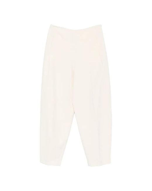 FFORME White Yvette Straight-Leg Pleated Trousers