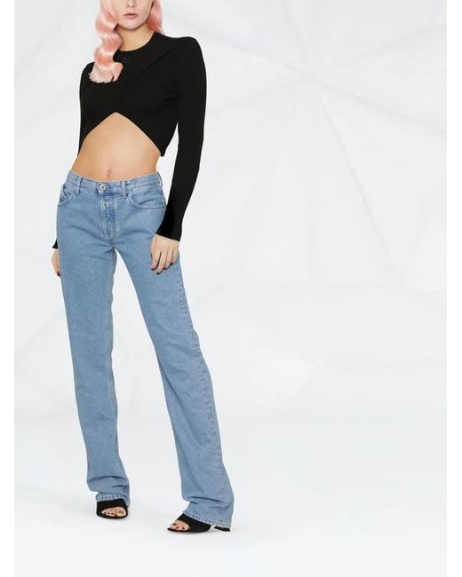 The Attico Blue Straight-leg Boyfriend Jeans