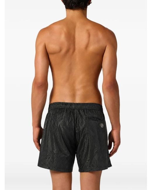 Philipp Plein Black Swimming Shorts Gothic Plein for men