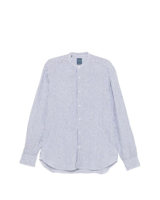 Barba Napoli White Striped Shirt for men