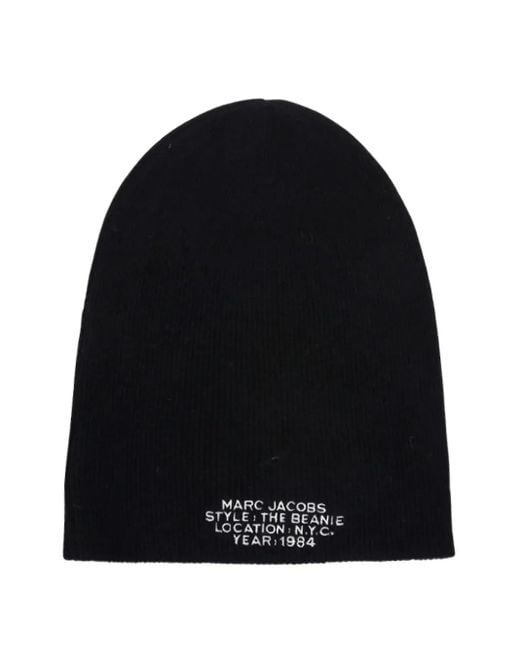 Marc Jacobs Black Embroidered-Logo Beanie