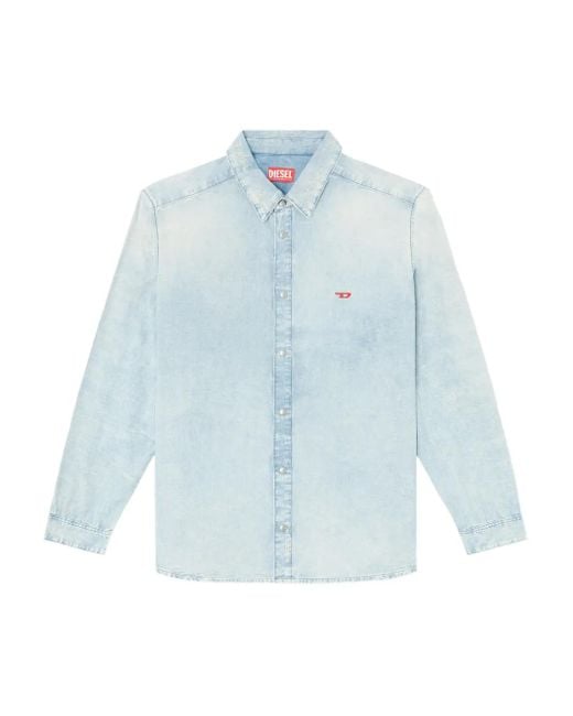 DIESEL Blue D-Simply Bleach-Effect Denim Shirt for men